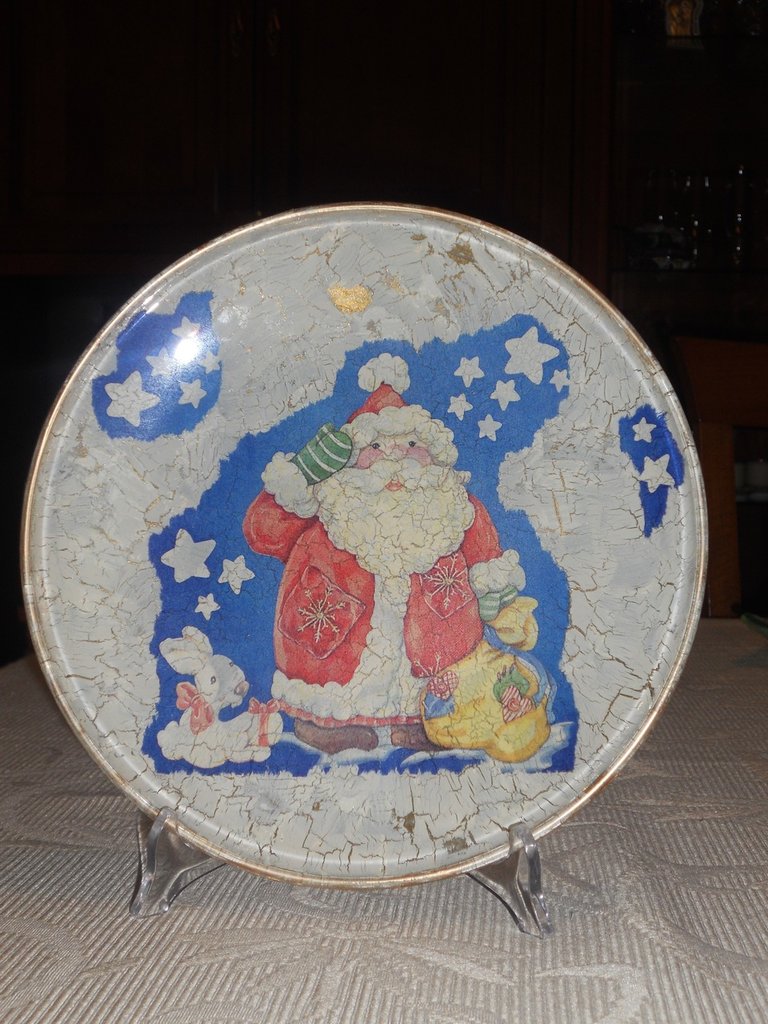 Piatto in vetro natalizio decorato a mano. - Feste ...
