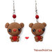 orecchini orsetto kawaii con cuore creati a mano in fimo idea regalo 