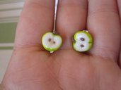  miniature food earrings - adorable APPLE to wear - polymer clay cernit fimo