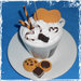 Portafoto Cappuccino effetto panna con cialde biscotti e cioccolatini in fimo.