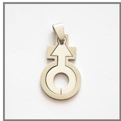 Collana Con Ciondolo In Acciaio Inox Per Coppie – Design Creativo – Catena 29,5 Cm, Ciondolo 4,6x2 Cm – Regalo Originale