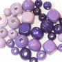 lotto 30 perle legno lilla e viola