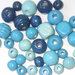 lotto 30 perle legno azzurro turchese e blu