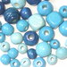 lotto 30 perle legno azzurro turchese e blu
