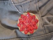 miniature food jewerly - adorable necklace with strawberry cake to wear - polymer clay cernit fimo