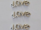 3 charms connettori "love" 35x12mm