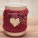 Copri tazza mug - Rosso con cuori bianchi