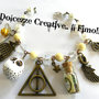 Bracciale Harry Potter - Civetta, gabbia, doni della morte, chiave, mandragola, ali boccino