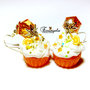 Orecchini cupcake fimo pendenti arance yogurt arancione gold silver handmade