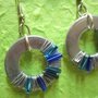  blue and light blue Washer Earrings