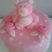 cake topper per torta bimba di colore rosa a pois in pasta di zucchero