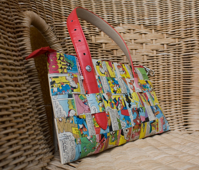 Borsa A Mano In Pelle Con Topolino – Stampa Multicolore – Personalizzabile