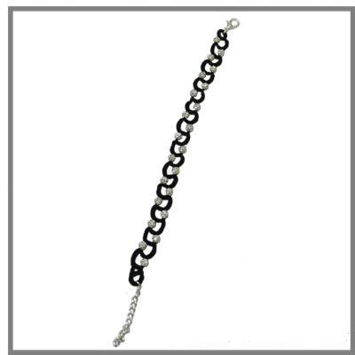 Bracciale Chanel In Cristallo Blu E Pelle Scamosciata Nera Svezia Ref - Foto 6