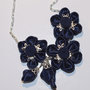 Collana kanzashi fatta a mano colore blu