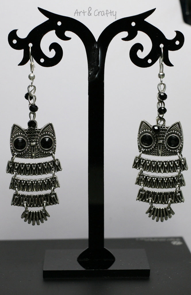 Clip-on Orecchini In Argento Placcato Con Cristalli Neri - Bello London Cadis B, Per Orecchie Non Forate, Lunghi 8.5 Cm