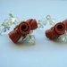 Orecchini rosso glitter pendenti  swarovski con Bouquet di rose in fimo fatto a mano