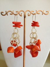 Orecchini corallo bamboo rosso/arancio
