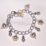 Bracciale Fiori e Cuori - bianco grigio