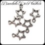 ♥ 10 STELLE ARGENTO TIBETANO 12x10 MM CIONDOLI CHARMS STAR STARS ♥