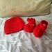 Set lana rosso scarpette e cappellino 