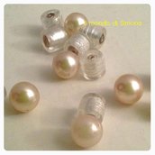 Perle vetro mix-avorio/bianco misura media
