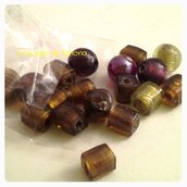 perle di vetro mix giallo/viola/ambra misura media