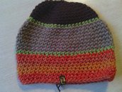 _cappello uomo donna in lana a righe  fatto a mano all'uncinetto C051