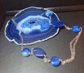 Collana di Agata blu e Argento 925
