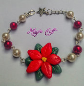 Bracciale in Fimo Stella di Natale Rosso