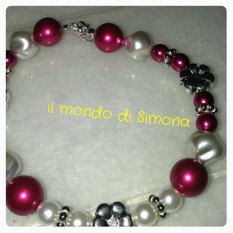 Bracciale Clair D Lune Metallo con finitura rosa, perle in resina rosa