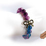Bracciale donna charms fiocco perle crackle viola rosa blu amore braccialetto bronzo
