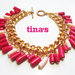 Bracciale handmade in fimo e cernit con catena dorata e perle rosso rubino