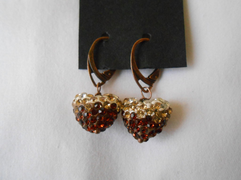 Orecchini Fatti A Mano Lilli Con Ciondolo Foglia A Cuore Rosso E Bi Earrings Peline Handmade Jewel Accessoriesgift Ideas Anniversary Holidays