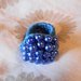 Anello uncinetto con perle azzurre