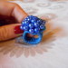 Anello uncinetto con perle azzurre
