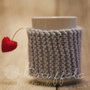 Copri tazza - mug fatto a maglia con cuore ; BatuffoloHandmade