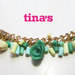 Bracciale handmade in fimo e cernit con catena dorata , perle e rose cilindriche verdi-beige 