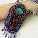 Collana con pietre e perline fatta a mano con tecnica embroidery "Carnaval"