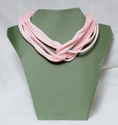 Collana strangolino rosa in cotone