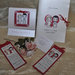 SEGNAPOSTO LOVE IS.. decorato a mano con nastrino e applicato su cartoncino rosso perlato - personalizzabile