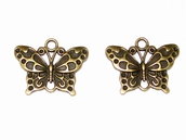 4 charms farfalla in metallo bronzo 25x 18mm vend.
