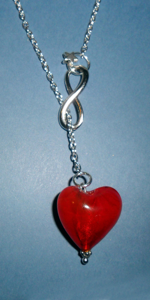 Collana Girocollo Infinito A Cuore Con Iniziale A-Z - Gioiello In Acciaio Inossidabile Ipoallergenico Per Donne E Ragazze - Catena 43 Cm + 5 Cm - 2
