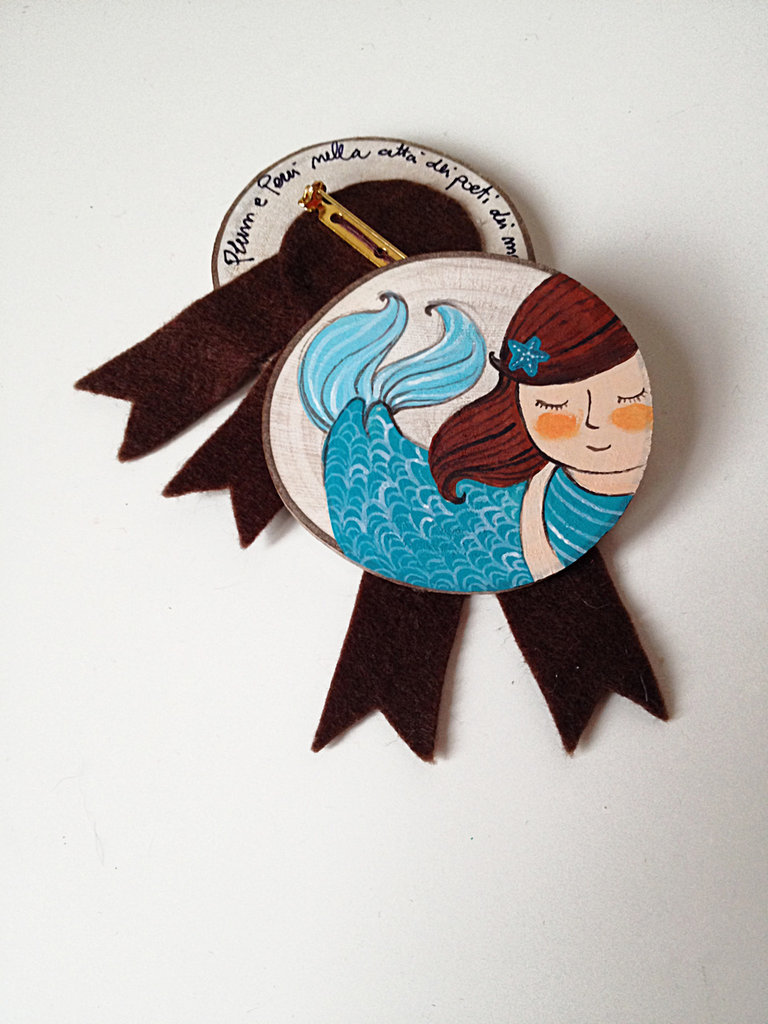 Miniblings Pin Uccellino Spilla Cravatta Blackbird Sparrow Songbird Legno - Fatto a Mano Gioielli di Moda Pulsante I Pin Pins