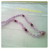 collana catena viola e perle di vetro