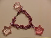 Bracciale di catena rosa e lilla con stelle pendenti