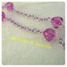 collana di catena viola con 5 perle di vetro rosa di grandi dimensioni