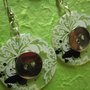  orecchini con BOTTONI trasparente/bianco/metallo  -  BUTTON earrings handmade - transparent / white / metal - wear my vintage collection