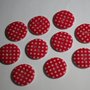Bottoni rossi a pois 24mm. Buttons red whit pois 24mm.