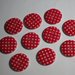 Bottoni rossi a pois 24mm. Buttons red whit pois 24mm.