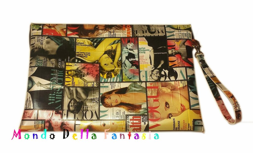 Pochette Donna In Pelle Italiana - Borsetta Clutch Tracolla Con Catena Decorativa - Foto 5
